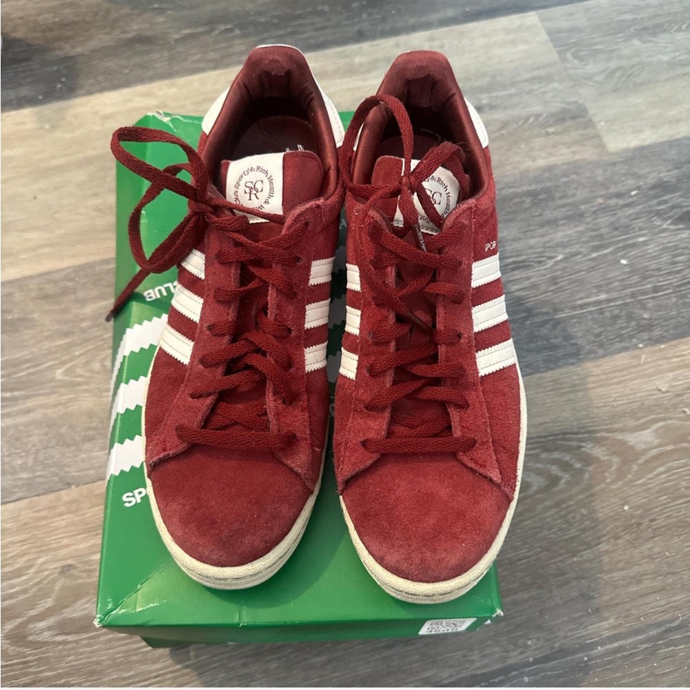 Sporty & Rich x Adidas - Gazelle Burgundy Suede Sneakers with White Stripes